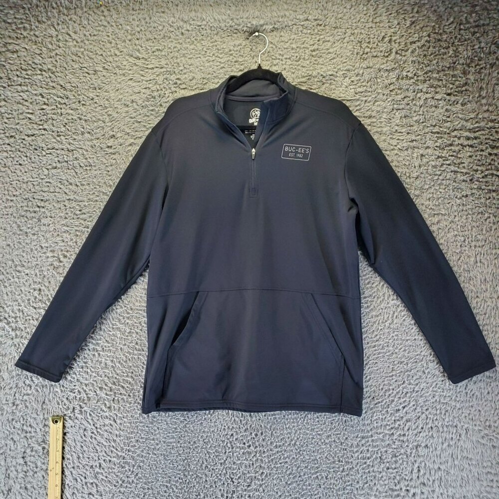 Buc-ees Shirt Mens Medium Black Quarter-Zip Lightweight Long Sleeve